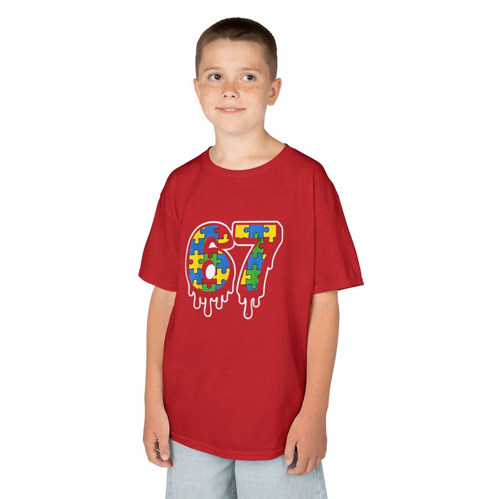 Kids Puzzle Number 67 T-Shirt — Colorful Autism Awareness Tee