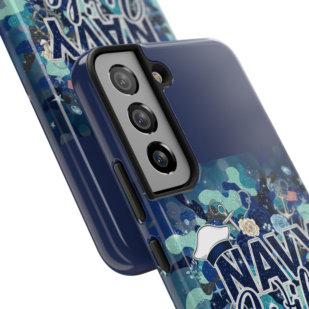 Navy Wife Tough Phone Case — Military Camouflage Protective Phone Cover, Perfect Gift for Navy Spouses