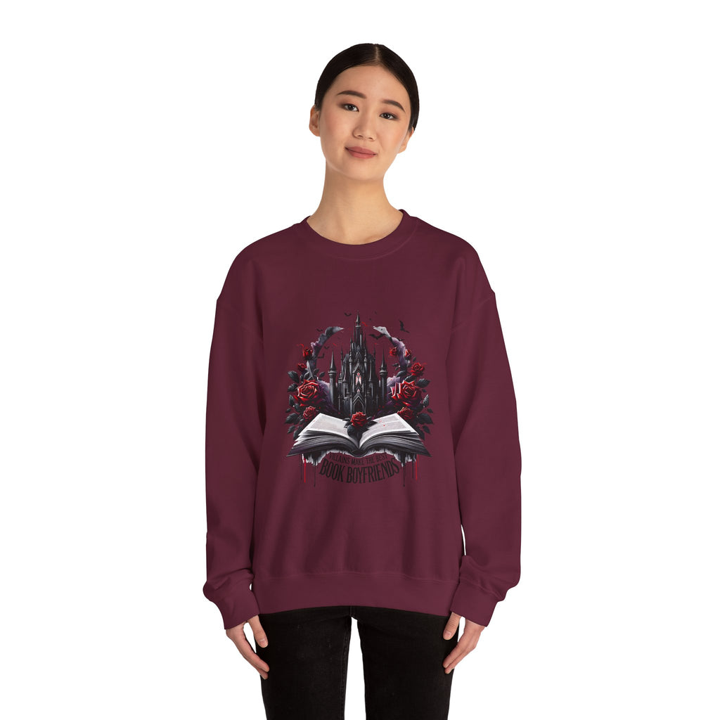Sweatshirt — 'Book Boyfriends' Gothic Castle & Roses Cozy Crewneck for Book Lovers