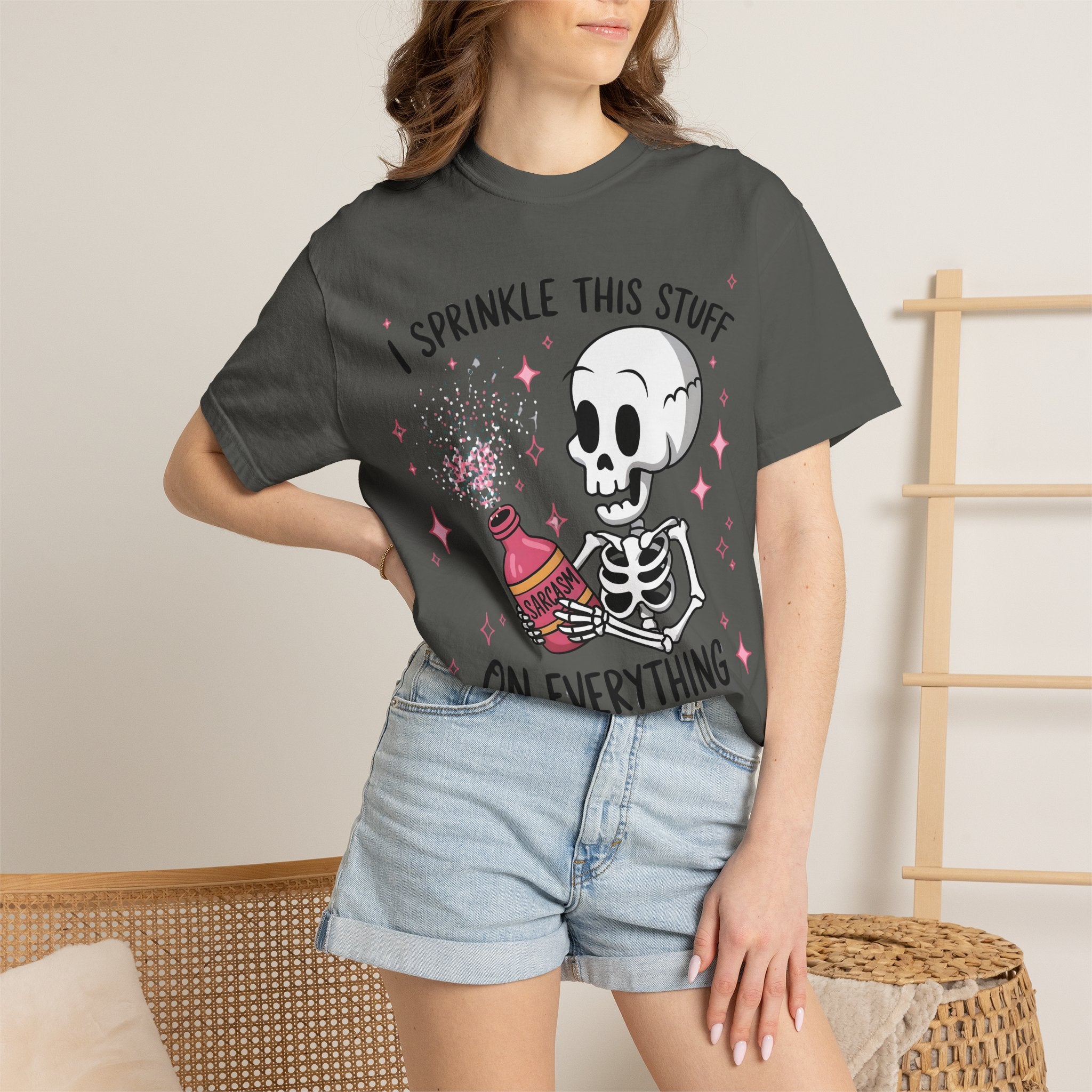 Skeleton Sprinkles T-Shirt — "I Sprinkle This Stuff On Everything" Cute Goth Graphic Tee