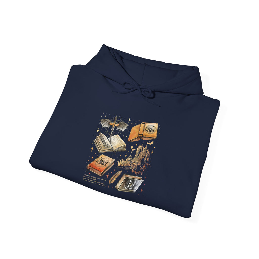 Bookish Bat Hoodie — Vintage Flying Books Graphic Pullover
