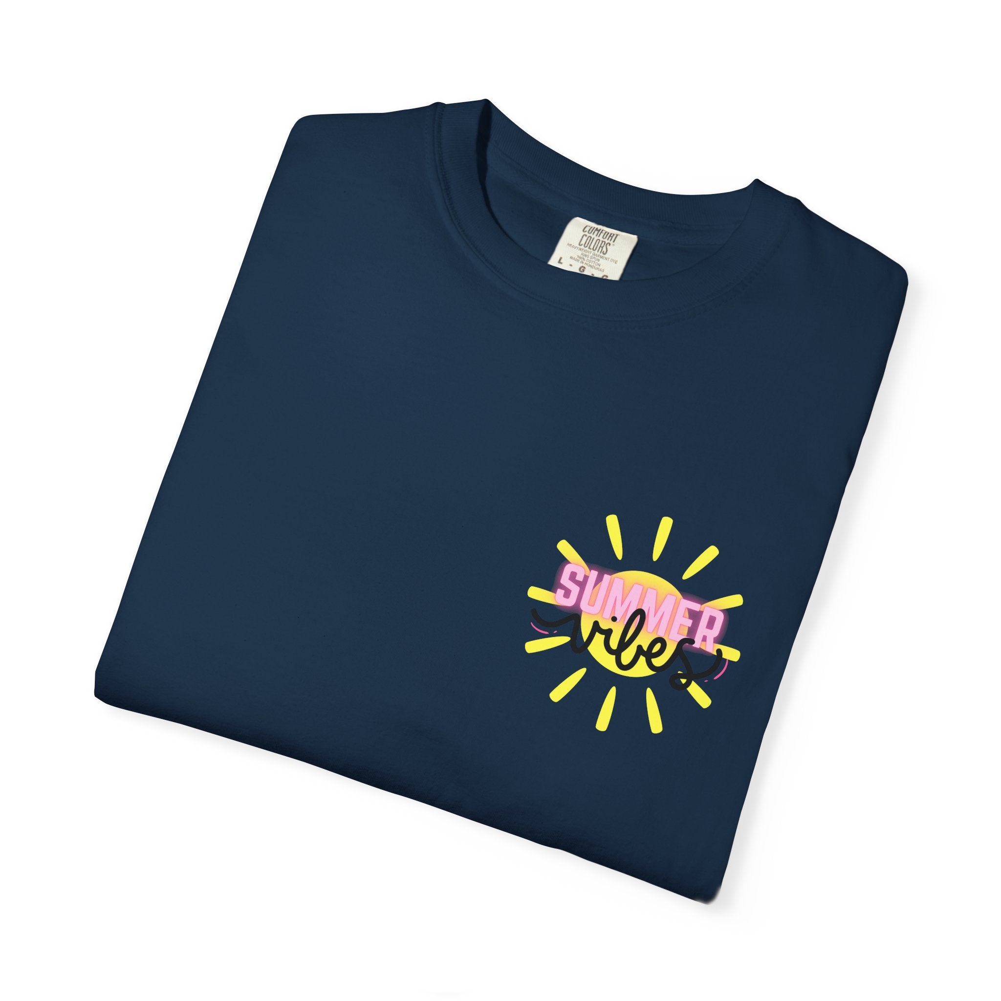 Summer Vibes T-Shirt — Pink Floatie & Checkered Graphic