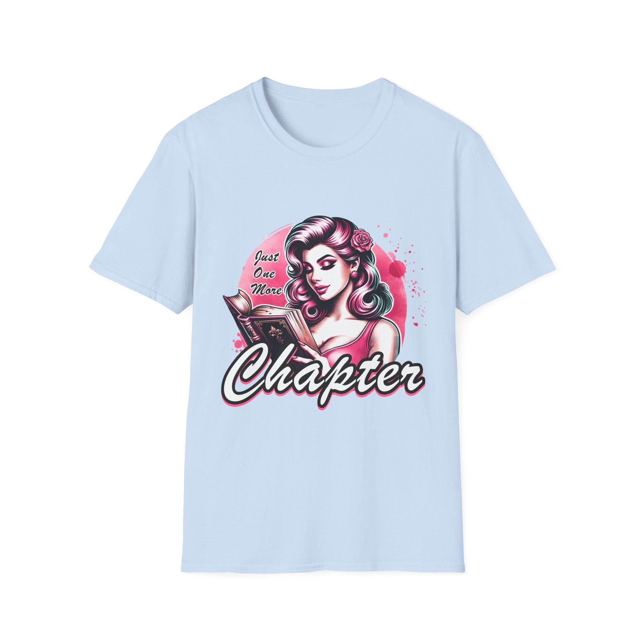 Chapter Reading Tee — Retro Pinup Woman 'Just One More Chapter' Book Lover T-Shirt
