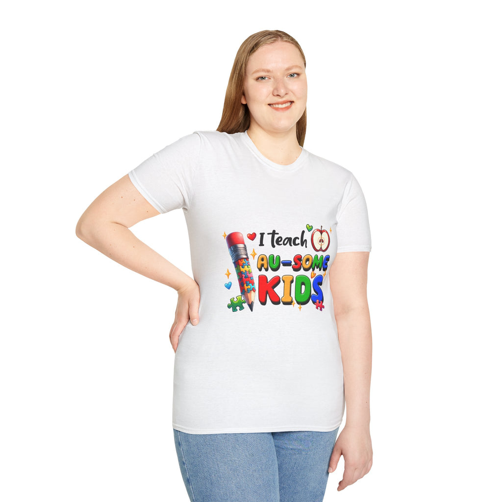 Teacher T-Shirt — "I Teach AU-SOME Kids" Colorful Autism Awareness Tee