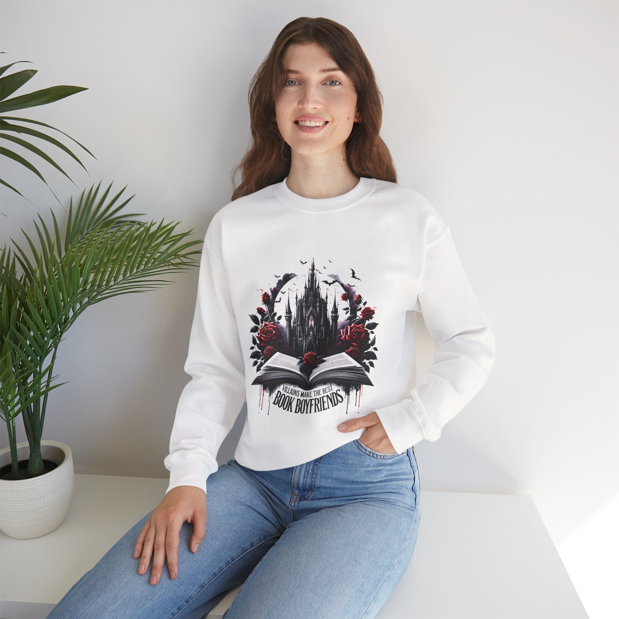 Sweatshirt — 'Book Boyfriends' Gothic Castle & Roses Cozy Crewneck for Book Lovers