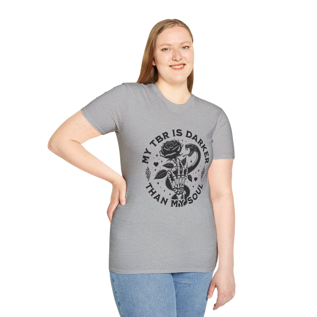 Gothic Booklover T-Shirt — “My TBR Is Darker Than My Soul” Graphic Tee