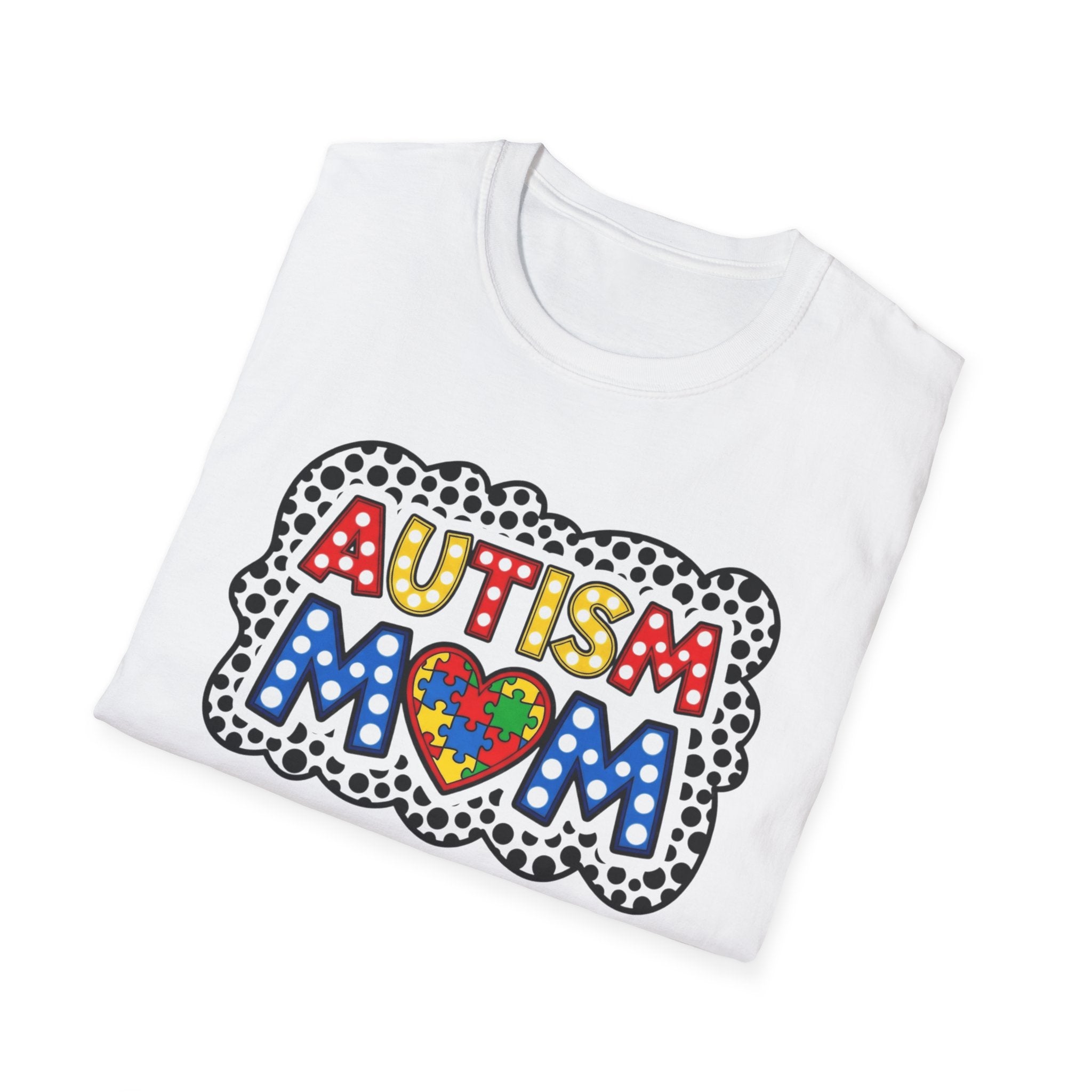 Autism Mom T-Shirt — Colorful Puzzle Heart Support Tee