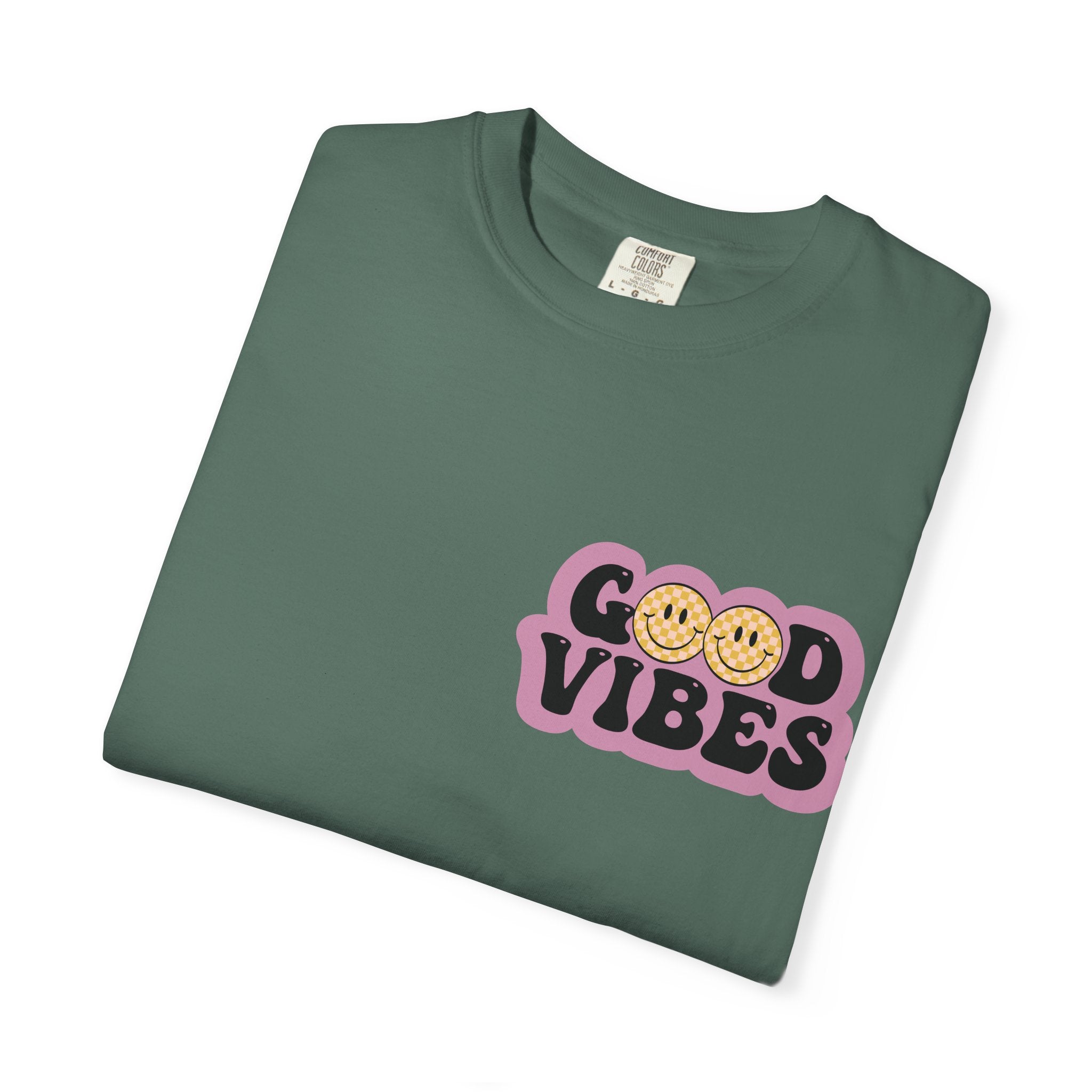 Good Vibes Retro Graphic T-Shirt — Free Spirit Smiley Desert Design
