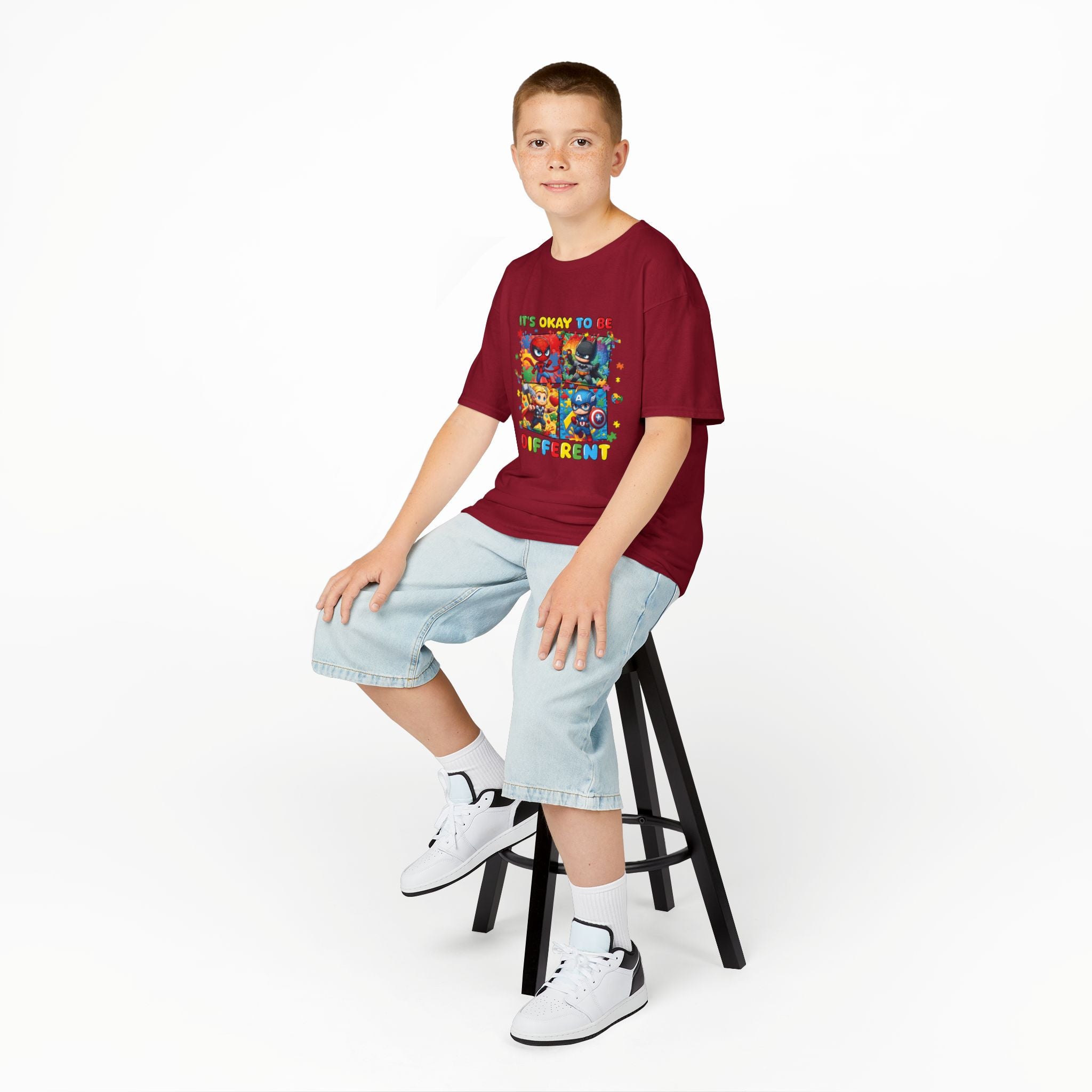 Kids 'It's Okay to Be Different' Graphic Tee — Colorful Inclusive Cartoon Design