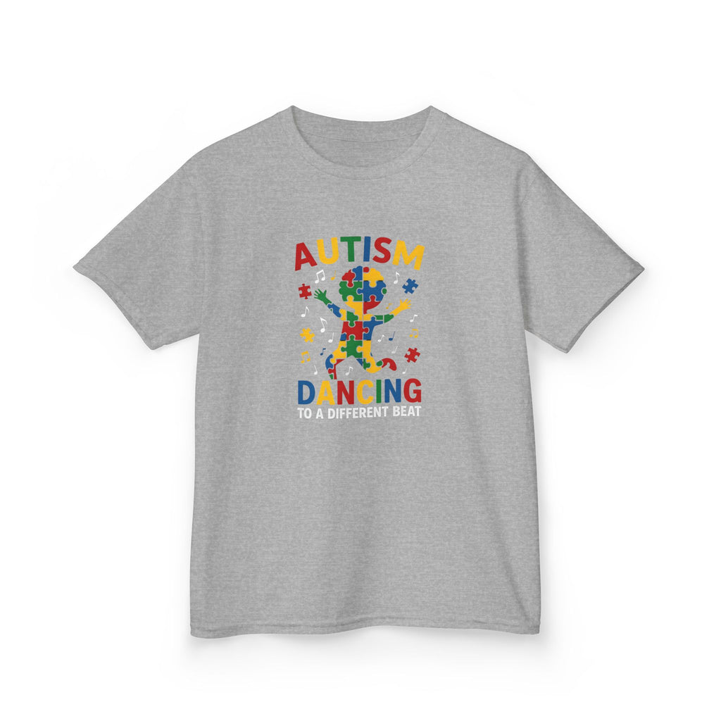 Kids T-Shirt — 'Autism Dancing' Colorful Puzzle-Child Silhouette Tee