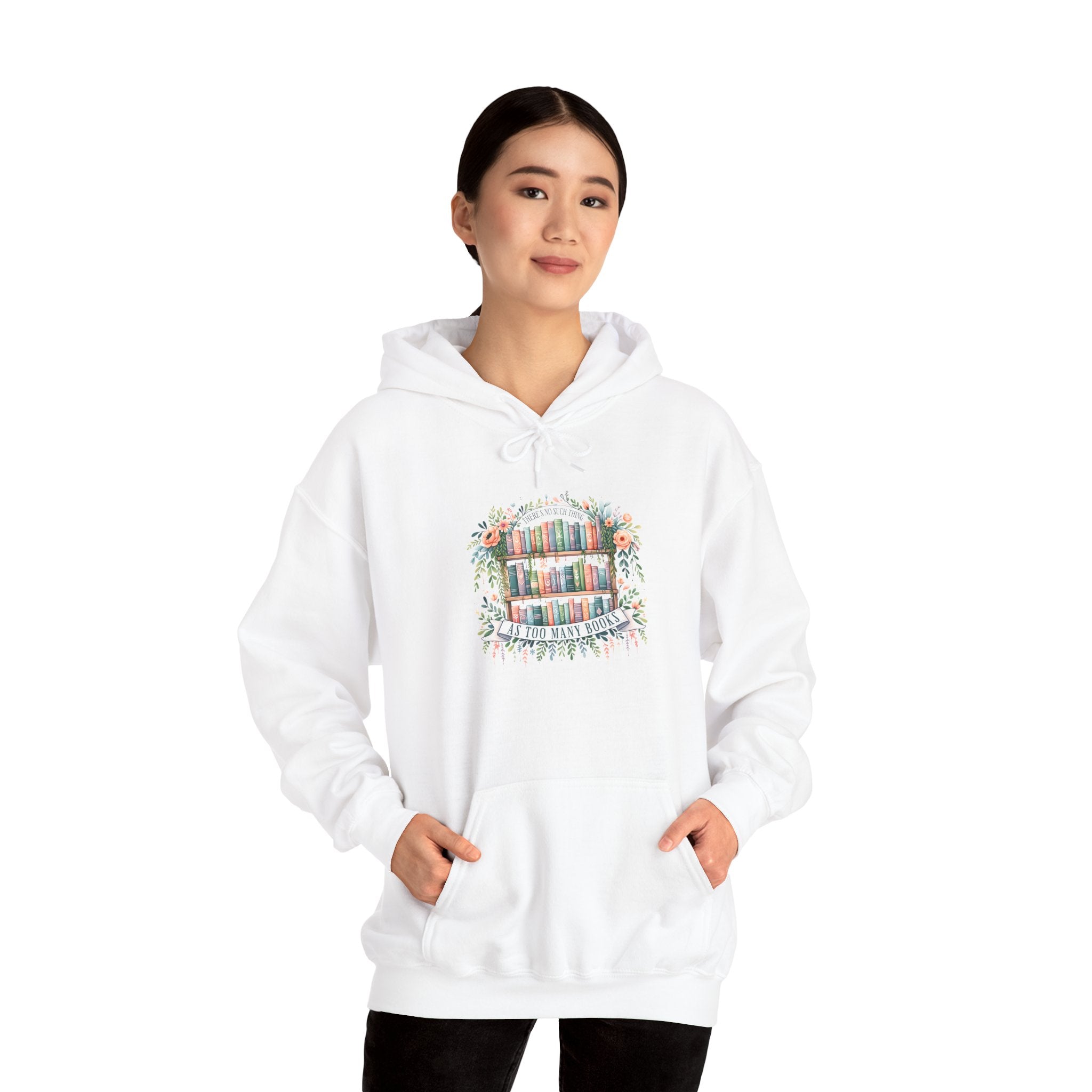 Reading Nook Hoodie — Cozy Bookshelf Floral Graphic Sweatshirt