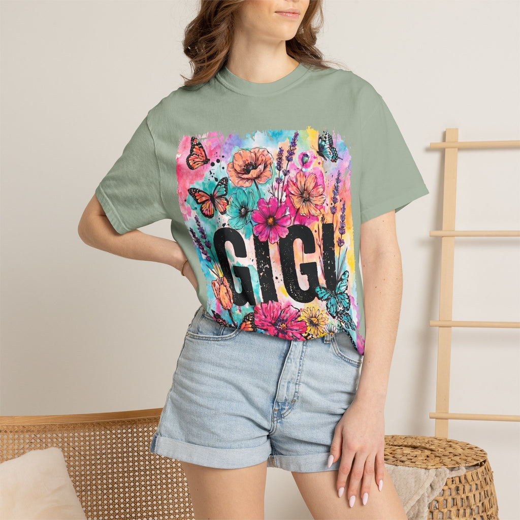 Gigi Floral Graphic T-Shirt — Colorful Butterflies & Flowers Gift Tee