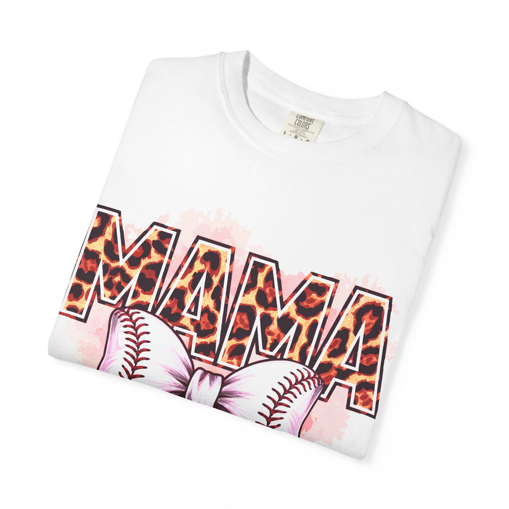 Mama Softball Tee — Leopard Print 'MAMA' with Bow