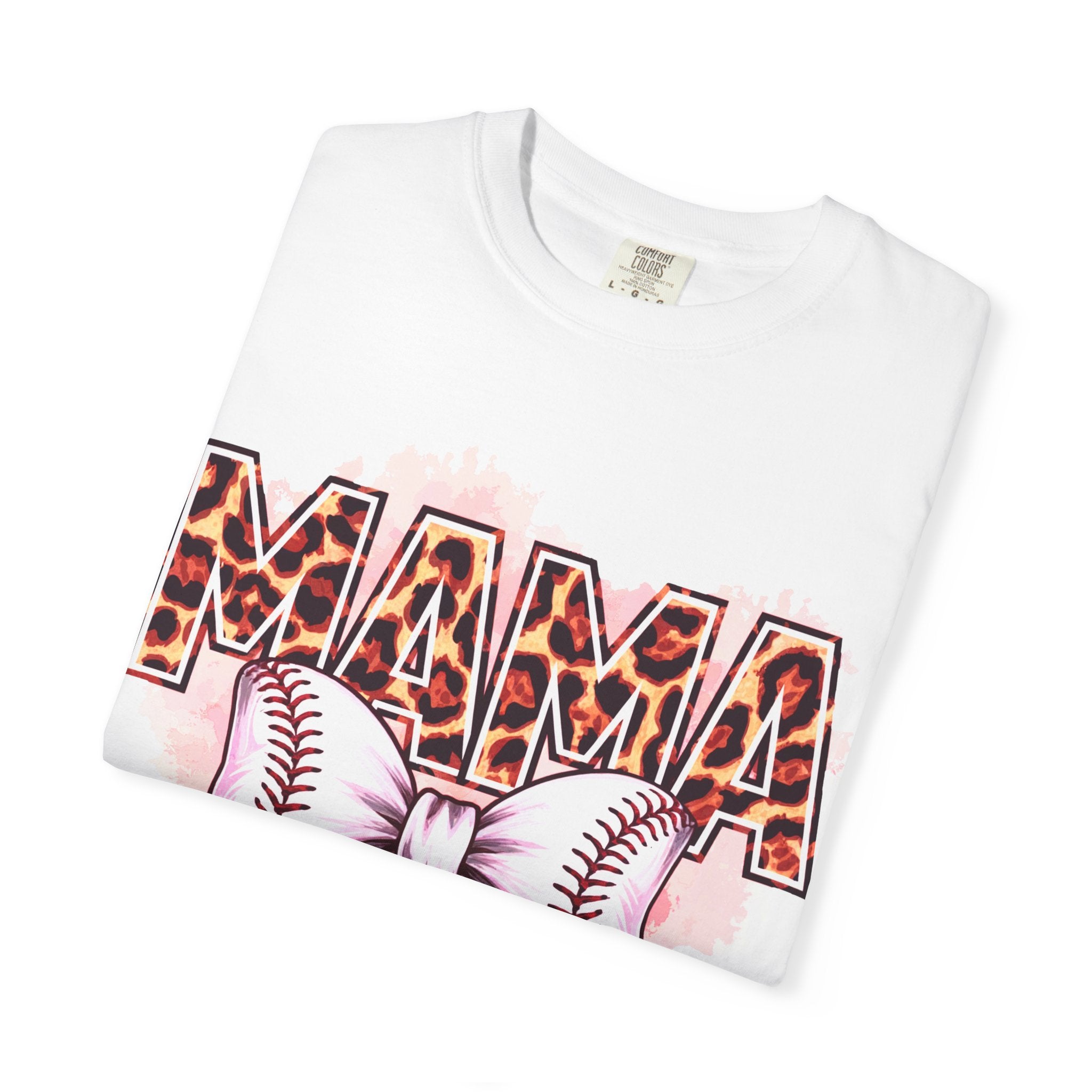Mama Softball Tee — Leopard Print 'MAMA' with Bow