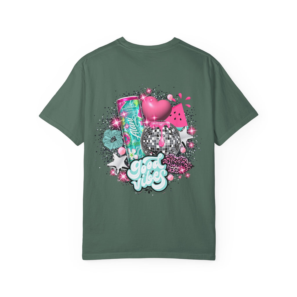 Graphic T-Shirt — Pastel 'Good Vibes' Disco Design (Alami Nu)