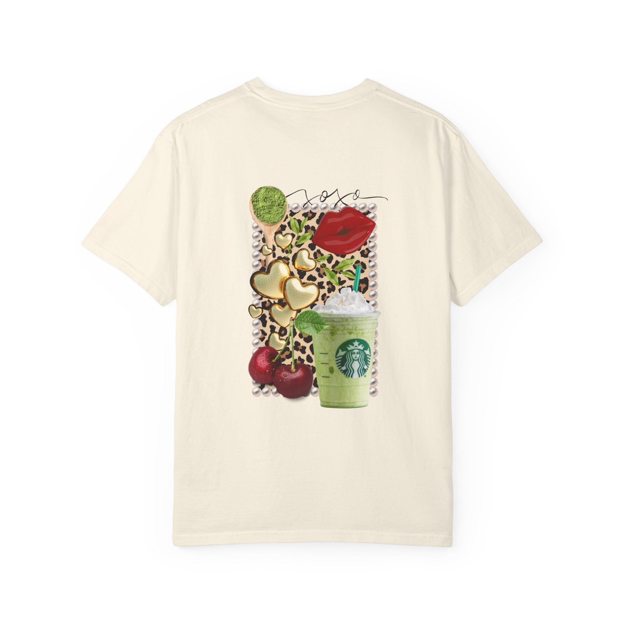 T-Shirt — "I Love You For Matcha" Graphic Tee with Leopard Heart & Matcha Cup