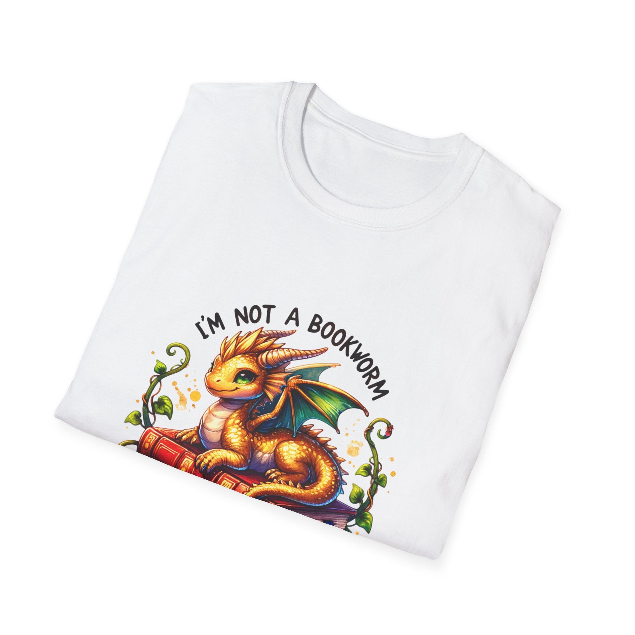 Book Dragon T-Shirt — "I'm Not a Bookworm, I'm a Book Dragon" Reading Tee