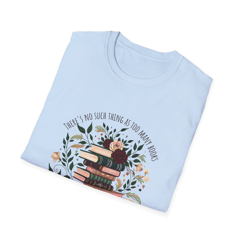 Book Lover Stack T-Shirt — "Books and Tea are My Happy Place" Floral Reading Tee