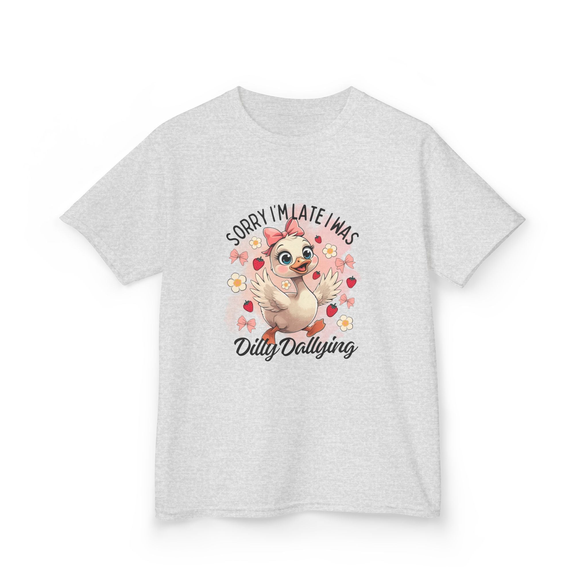 Kids Tee — "Sorry I’m Late I Was Dilly Dallying" Cute Sloth Floral Graphic