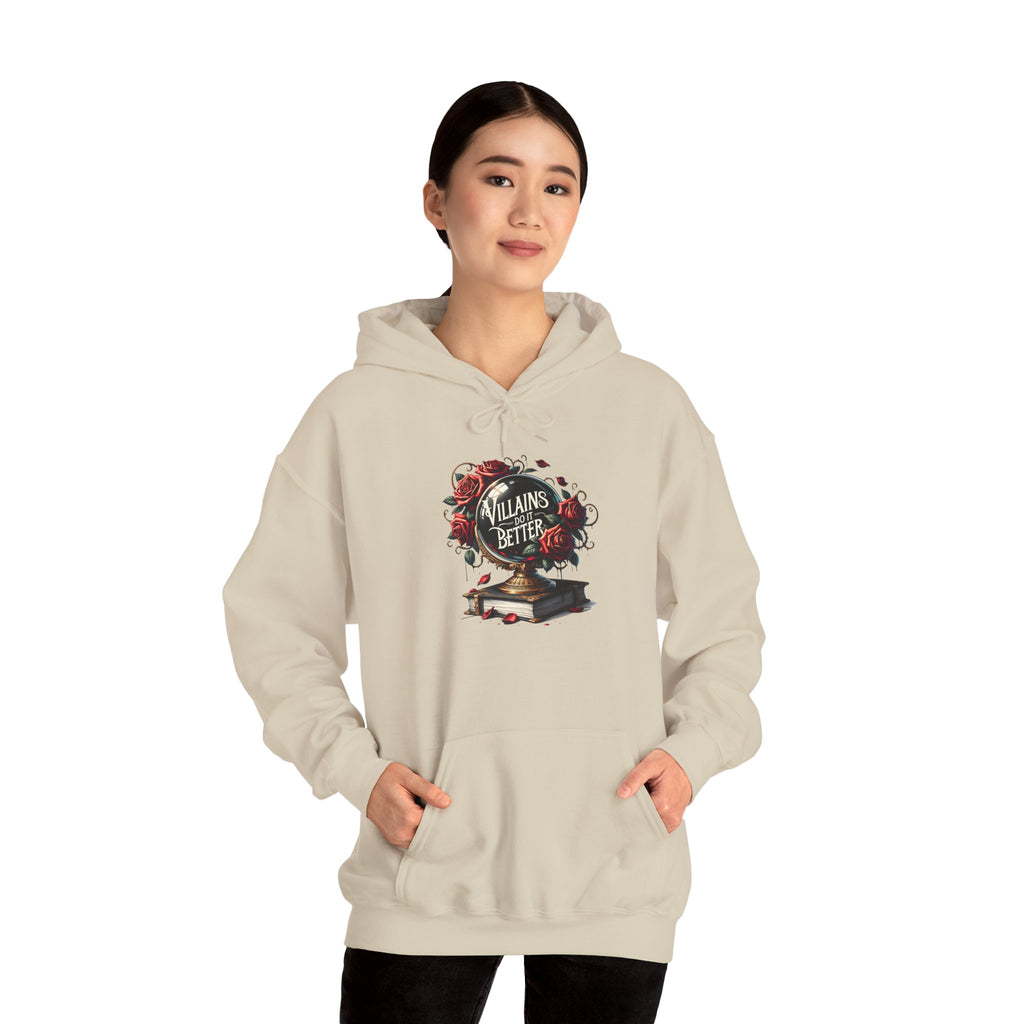 Villains Are Better Hoodie — Gothic Book & Rose Graphic Sweatshirt