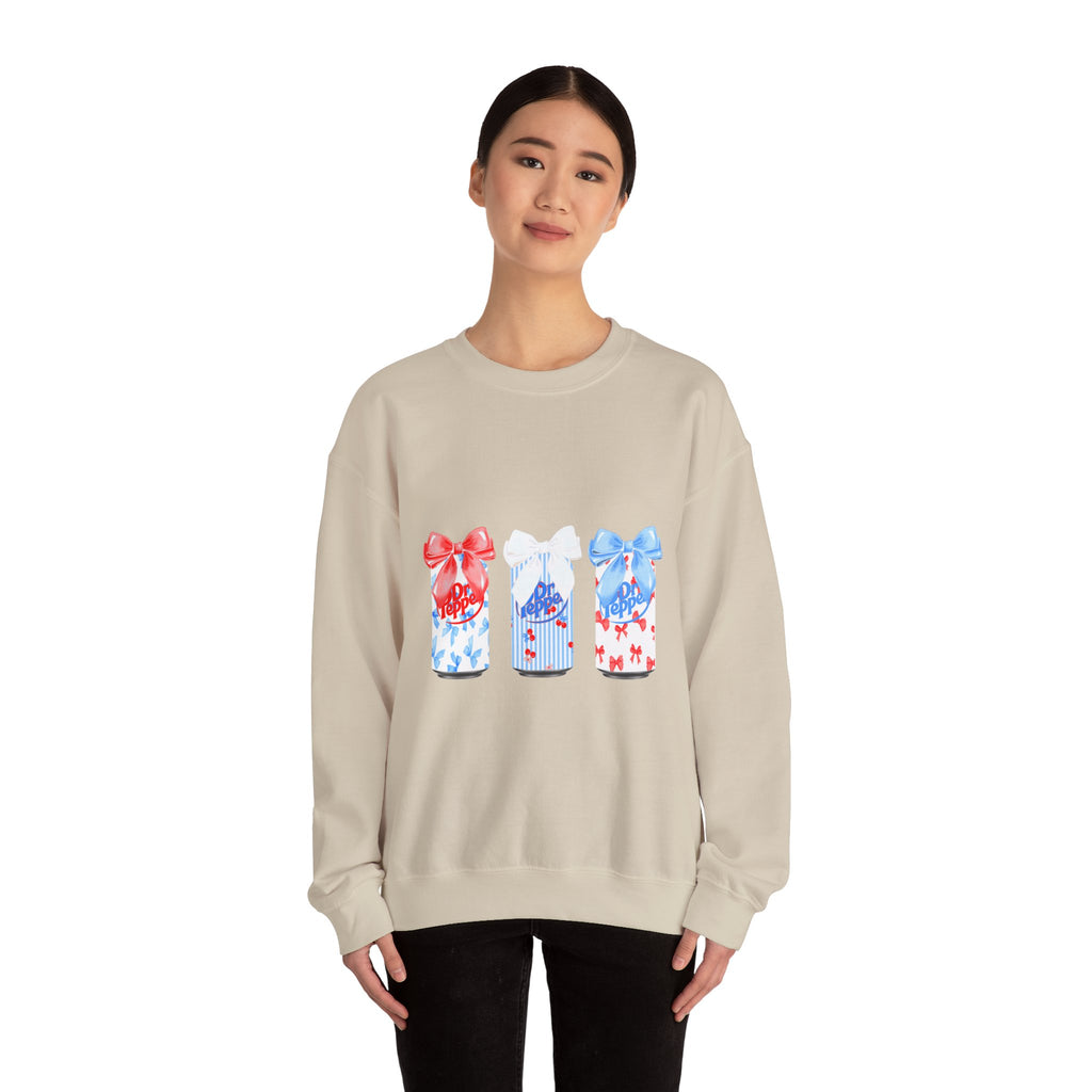 Patriotic Gift Candles Crewneck Sweatshirt – Red White Blue Ribbon Candle Trio