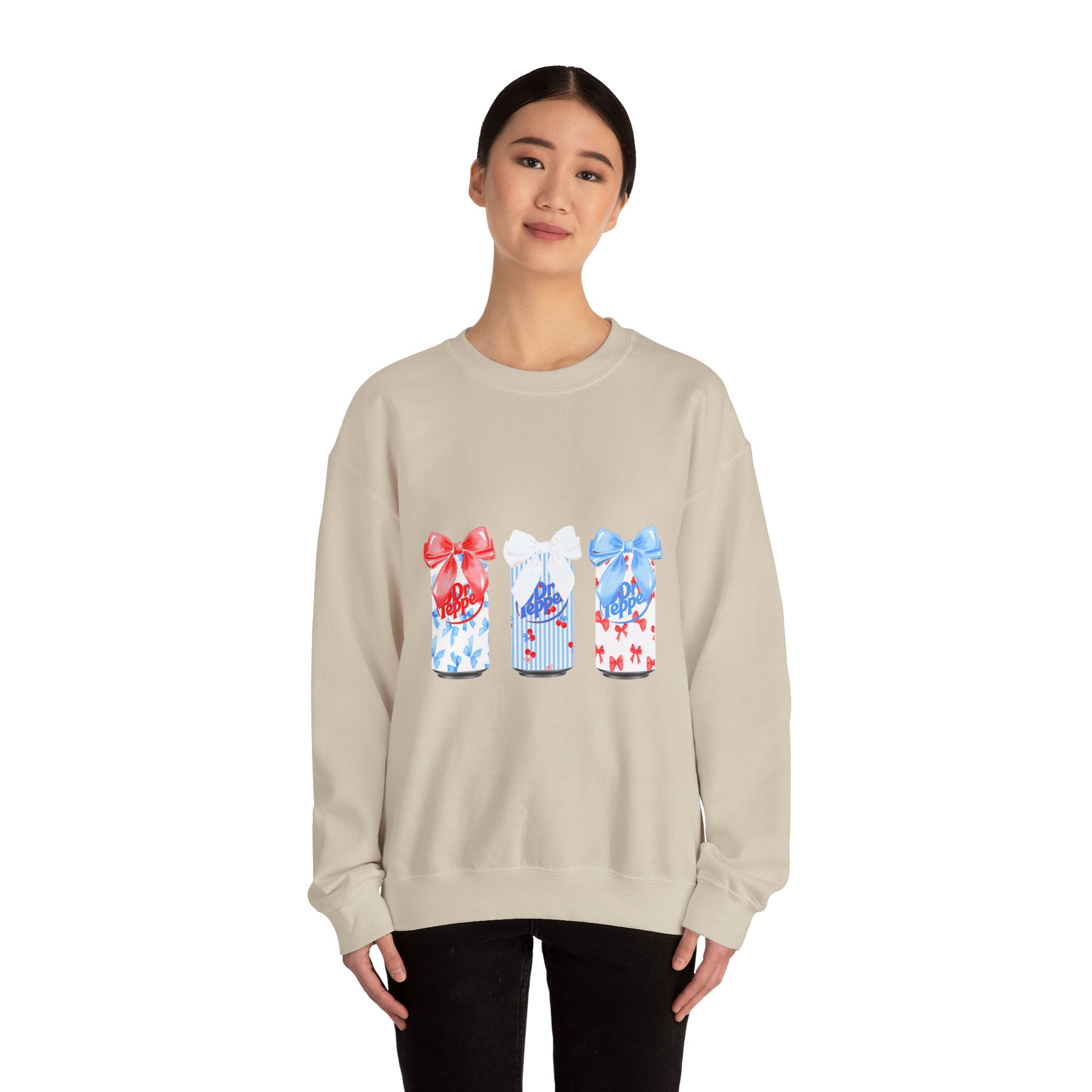 Patriotic Gift Candles Crewneck Sweatshirt – Red White Blue Ribbon Candle Trio