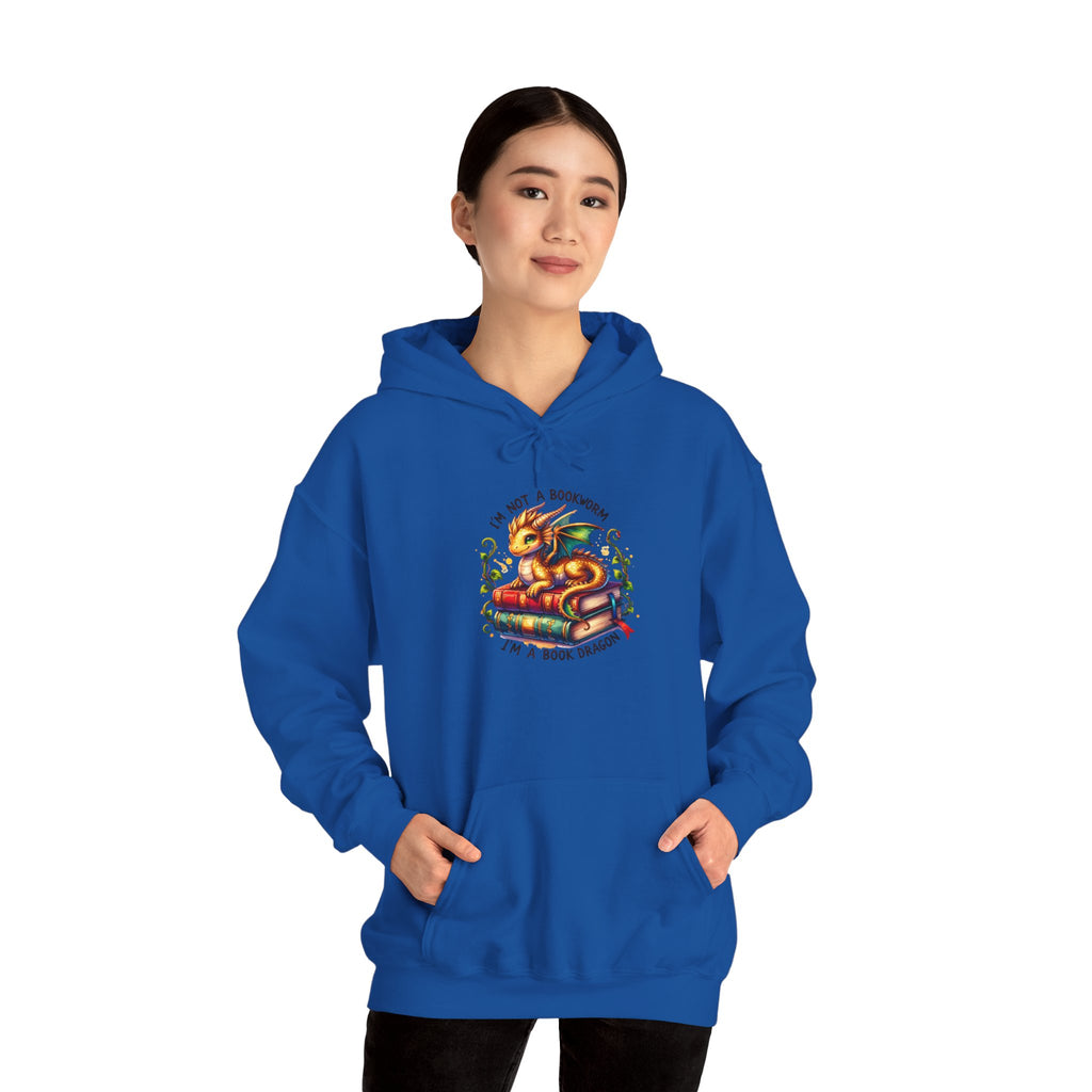 Hoodie — 'I'm Not A Dragon' Cute Snake-on-Book Graphic Pullover