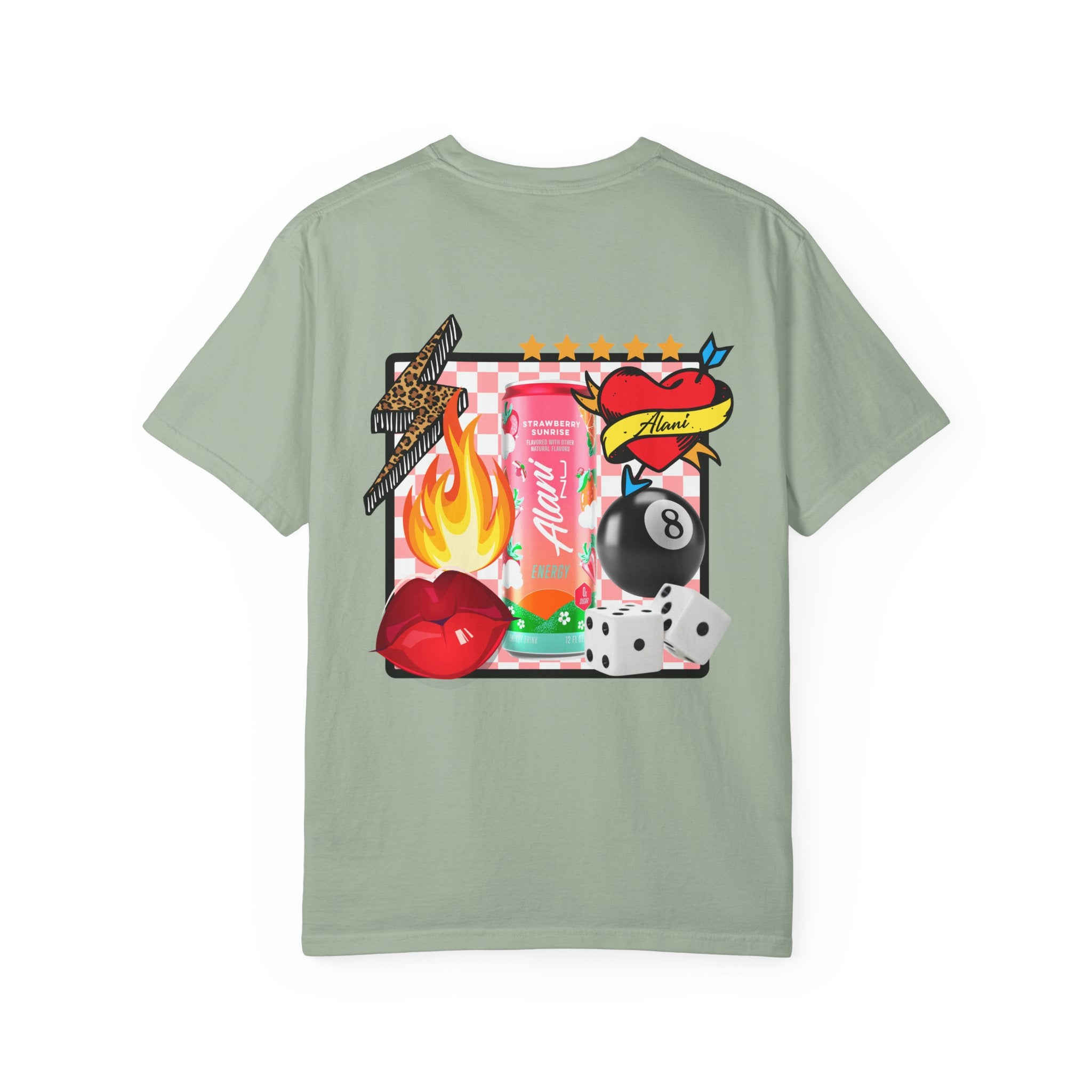 Graphic T-Shirt — Retro Tattoo Collage with 'Aloha Nui' Can