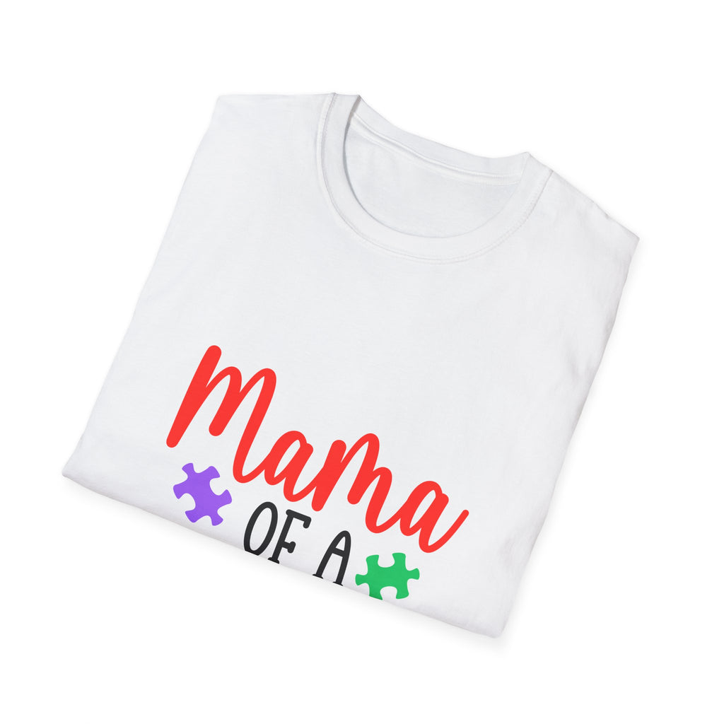 Mama of a Warrior Autism Puzzle Ribbon T-Shirt