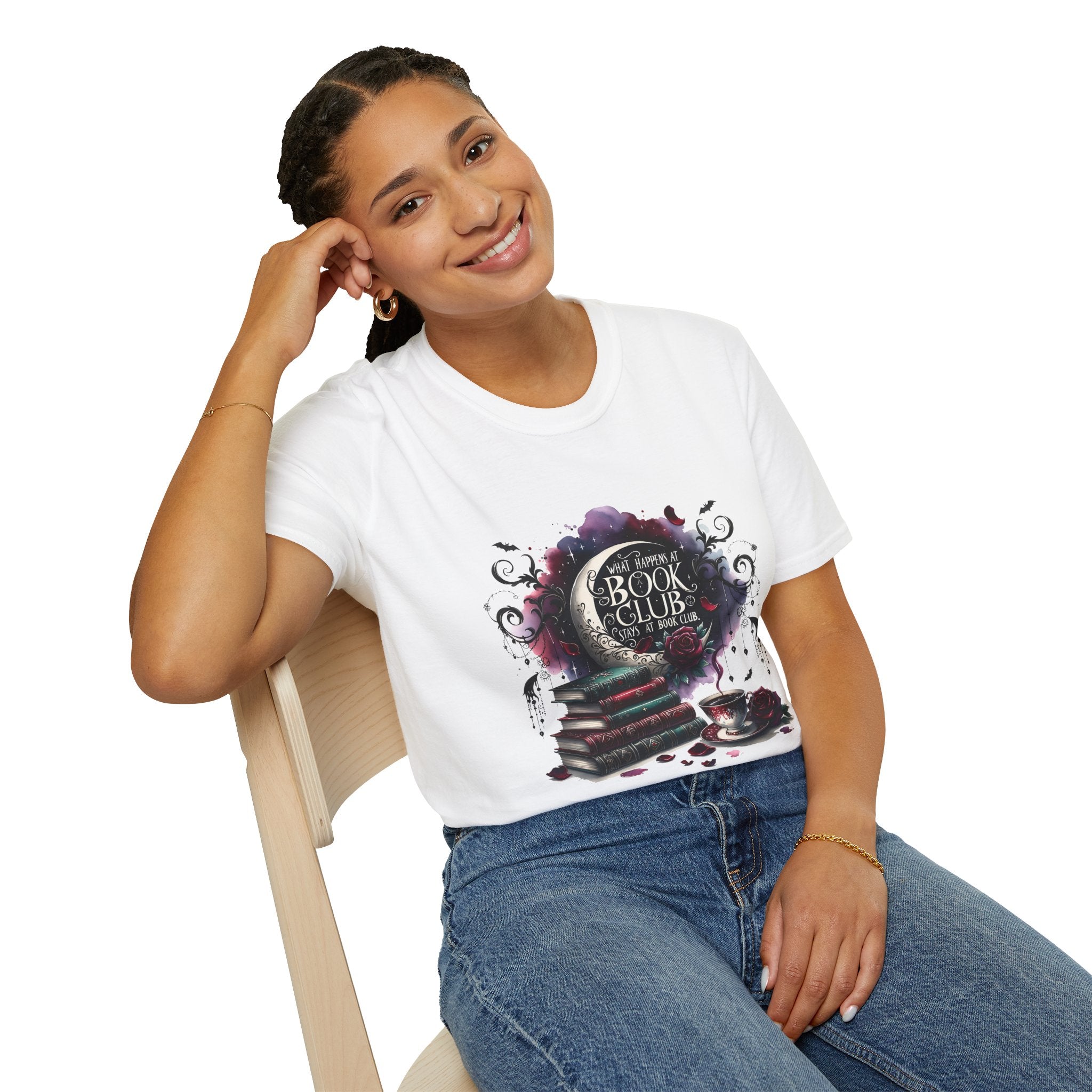 Book Club T-Shirt — Cozy Stack of Books & Tea Graphic
