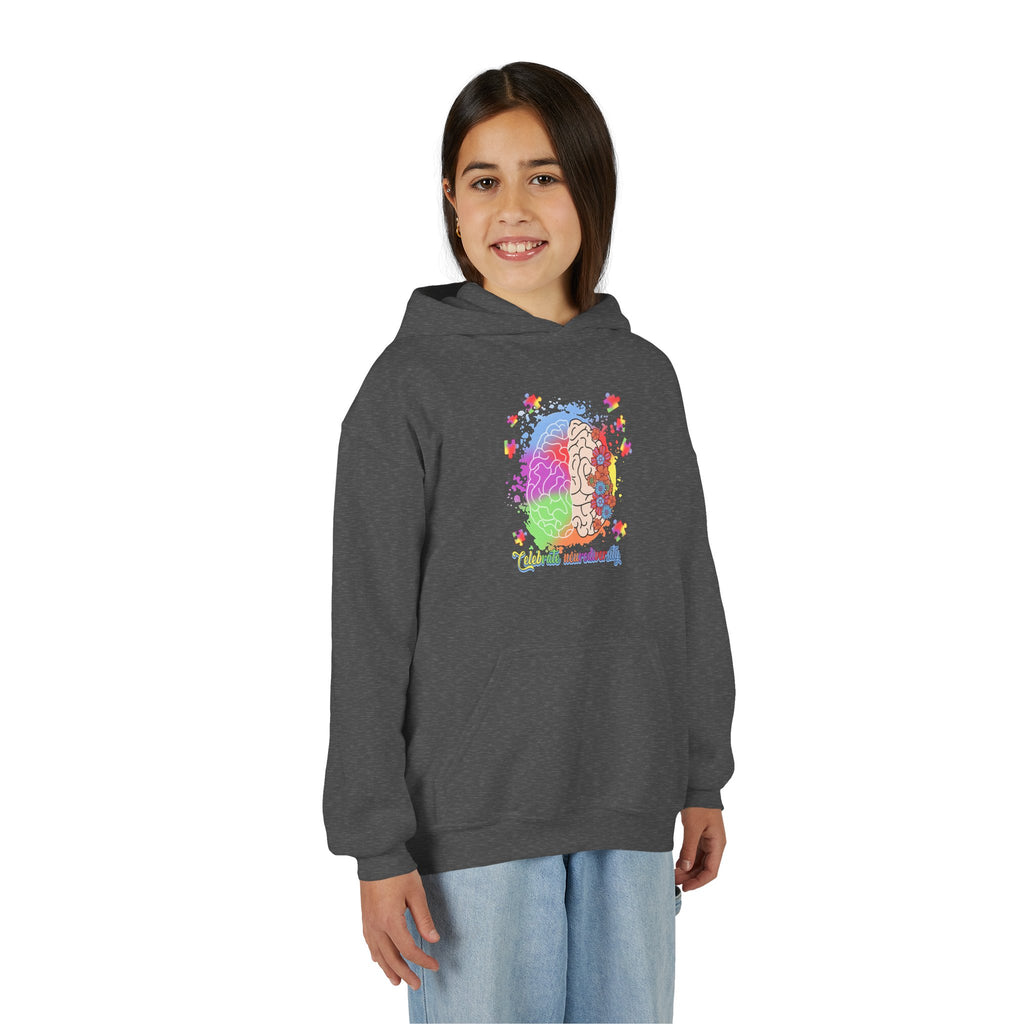 Youth Hoodie — Colorful Brain Science Design (STEM, Neuroscience Kids)