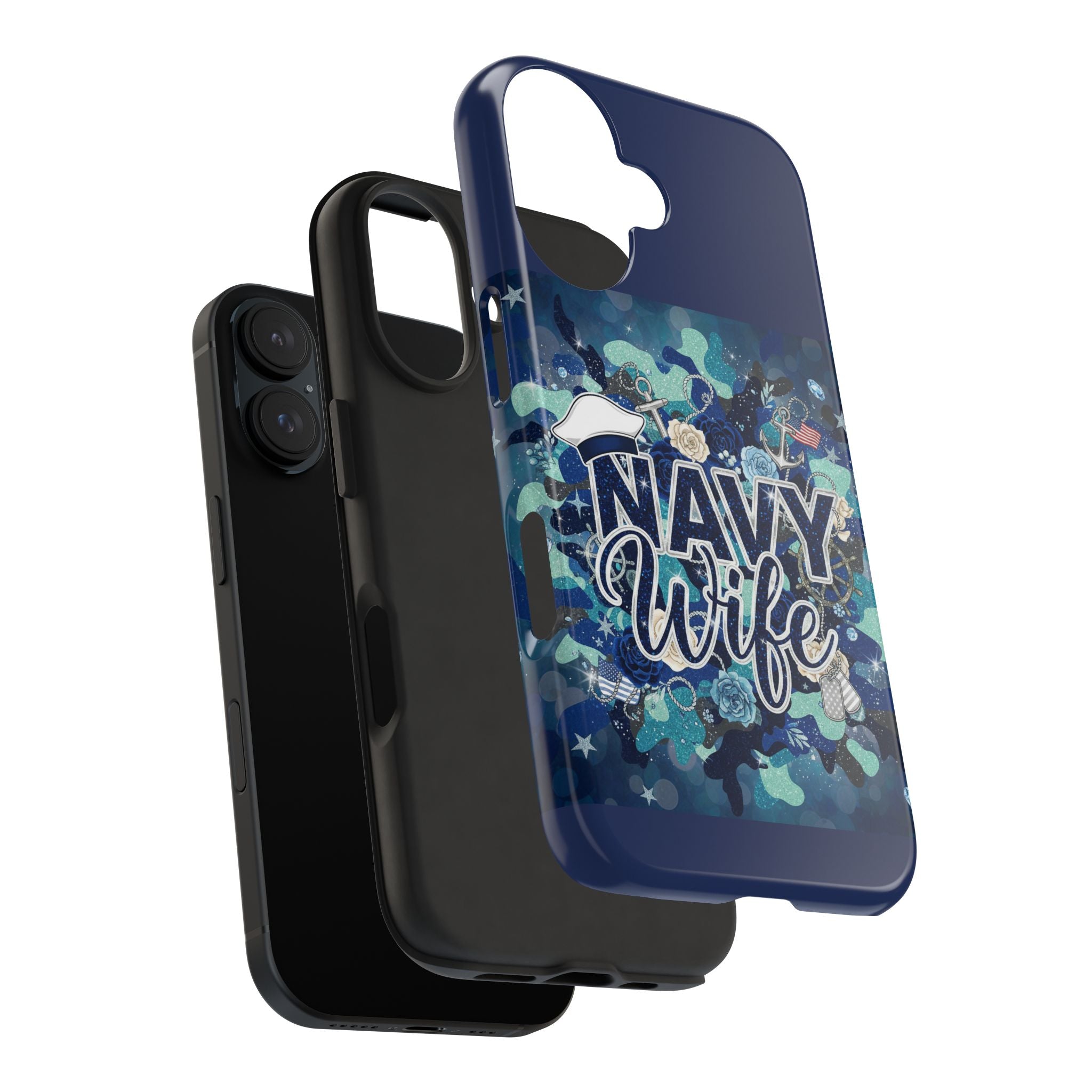 Navy Wife Tough Phone Case — Military Camouflage Protective Phone Cover, Perfect Gift for Navy Spouses