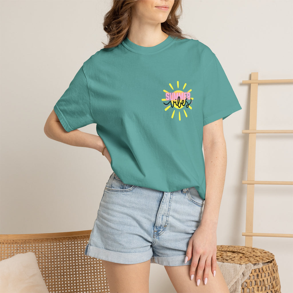 Summer Vibes T-Shirt — Pink Floatie & Checkered Graphic