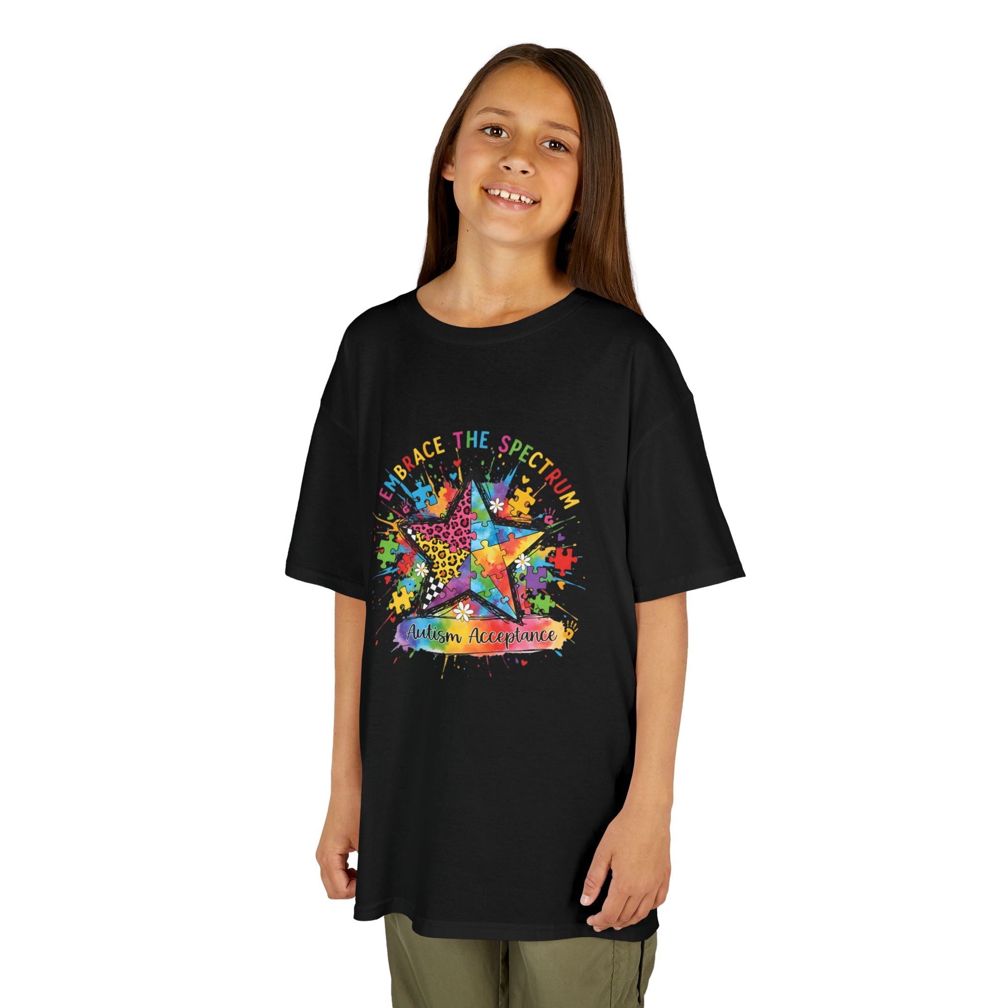 Kids Tee — "Shine Bright: Embrace the Spectrum" Rainbow Star Autism Awareness Shirt