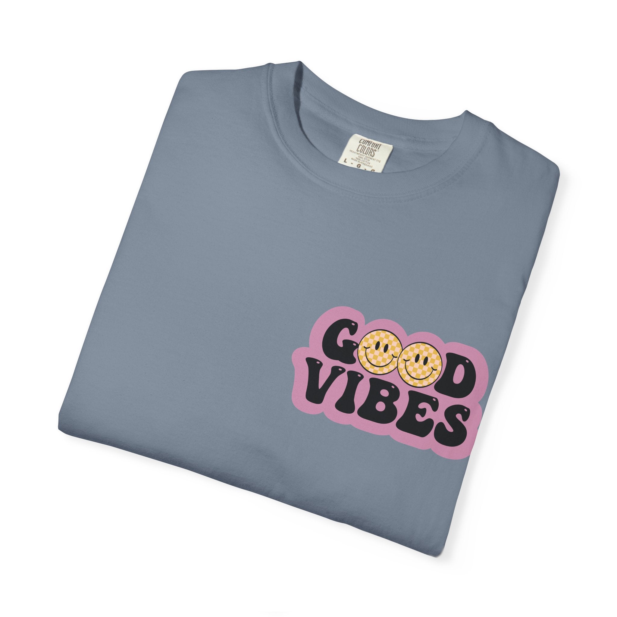 Good Vibes Retro Graphic T-Shirt — Free Spirit Smiley Desert Design