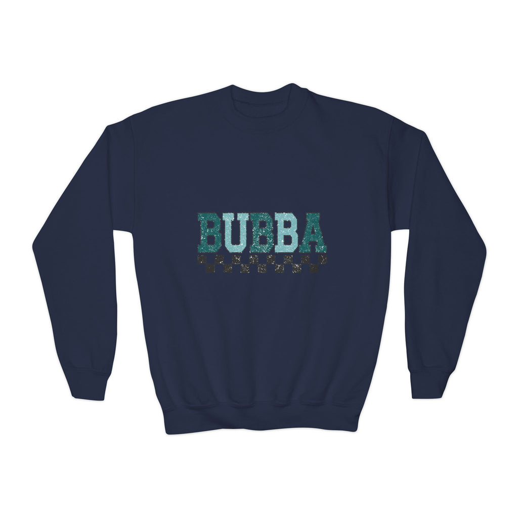 Youth Crewneck Sweatshirt - "BUBBA" Retro Checkerboard Graphic