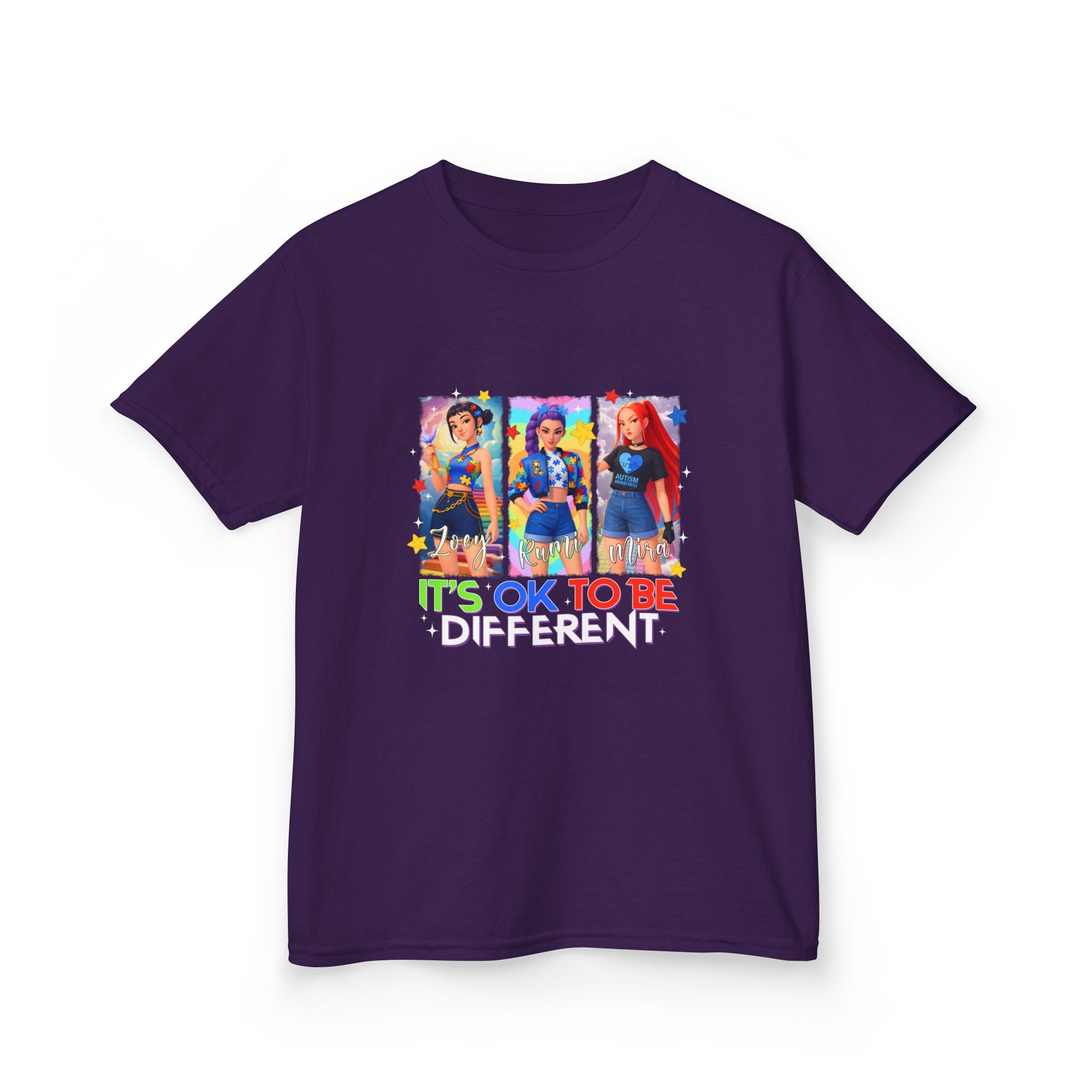 Kids Tee — "It's OK to Be Different" Colorful Pride Graphic