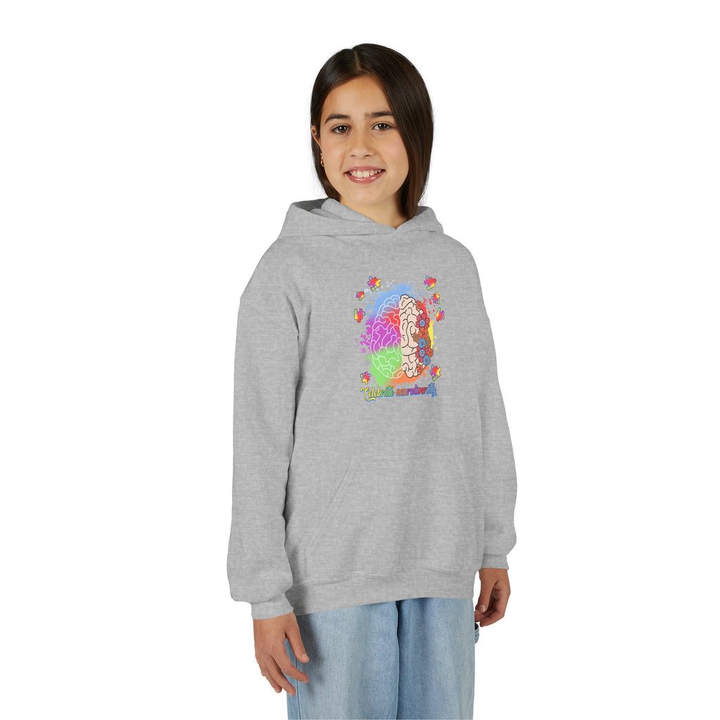 Youth Hoodie — Colorful Brain Science Design (STEM, Neuroscience Kids)