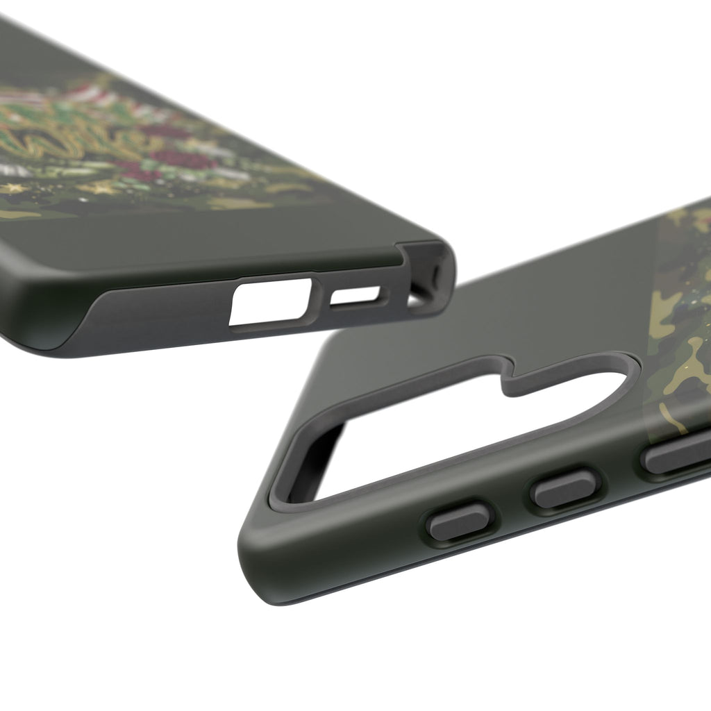 Army Wife Tough Phone Case — Camo Flag Design with Roses