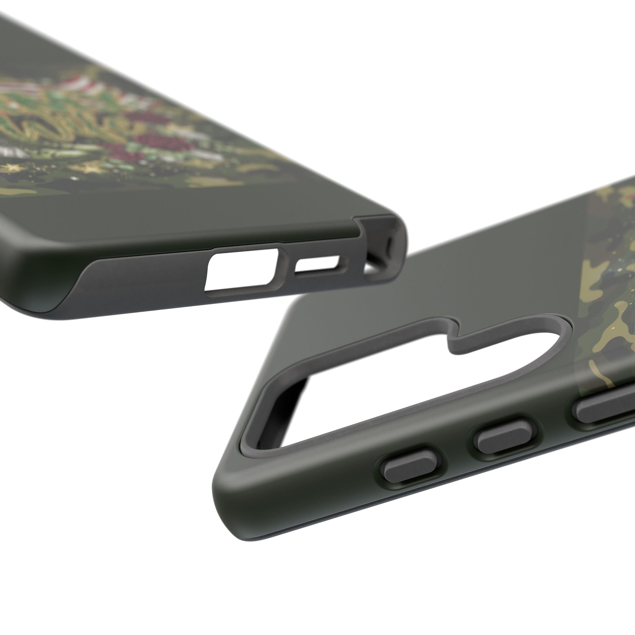 Army Wife Tough Phone Case — Camo Flag Design with Roses