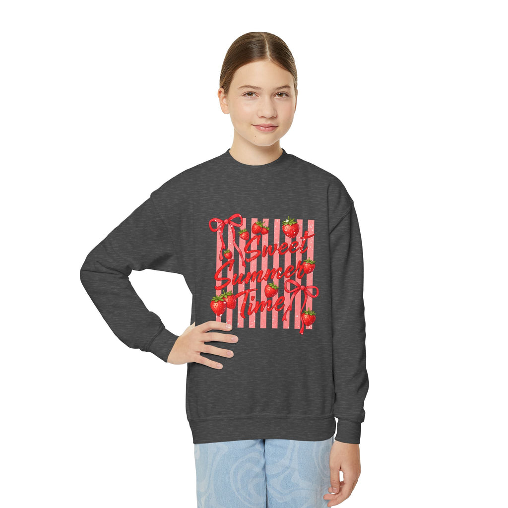 Youth Sweatshirt - "Sweet Summer Time" Strawberry Graphic Crewneck