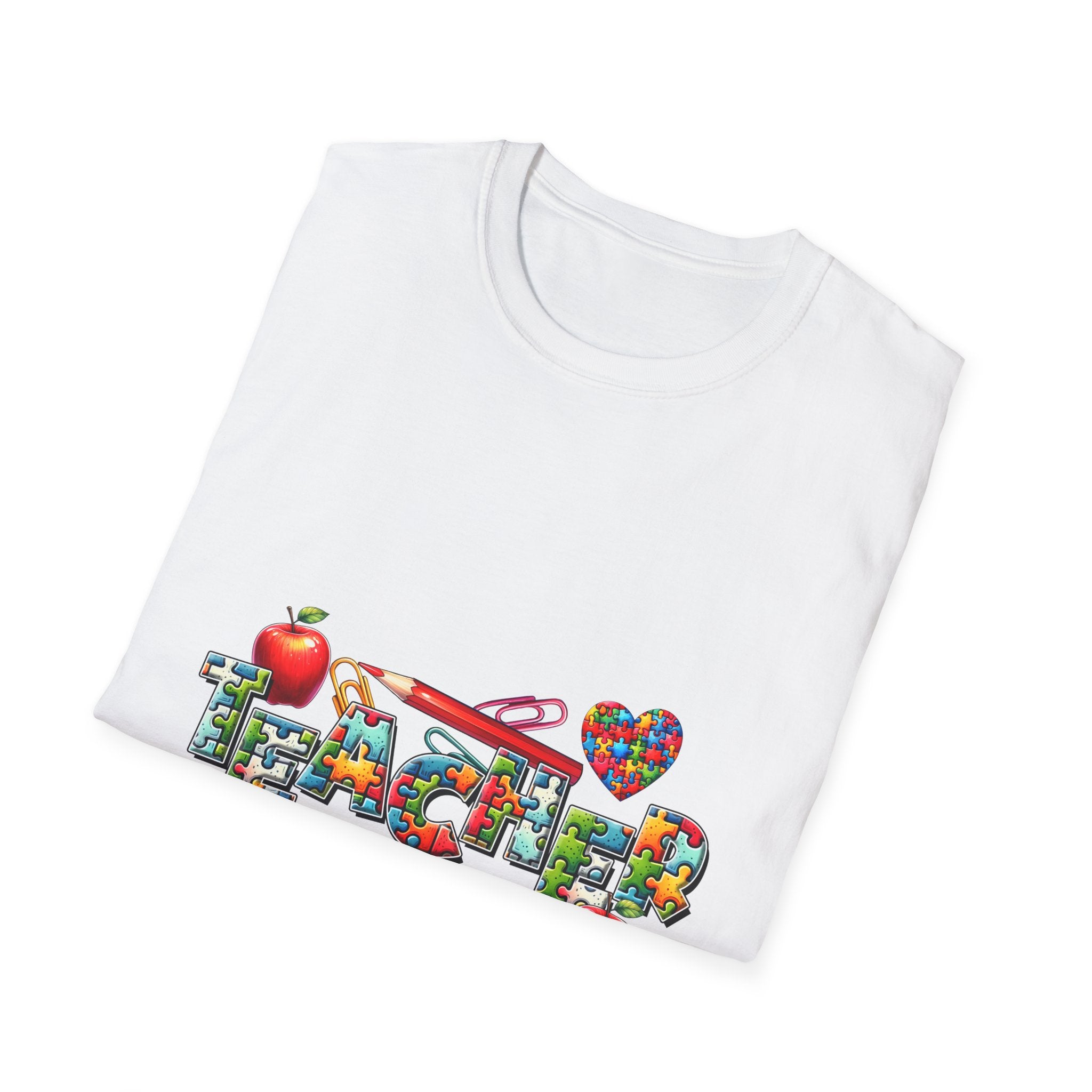 Teacher Appreciation T‑Shirt — Colorful School Icons & Hearts Design