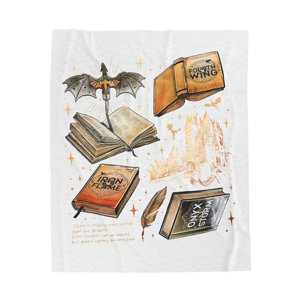 Fantasy Book Lover Plush Blanket – Magic Books & Castle Velveteen Throw
