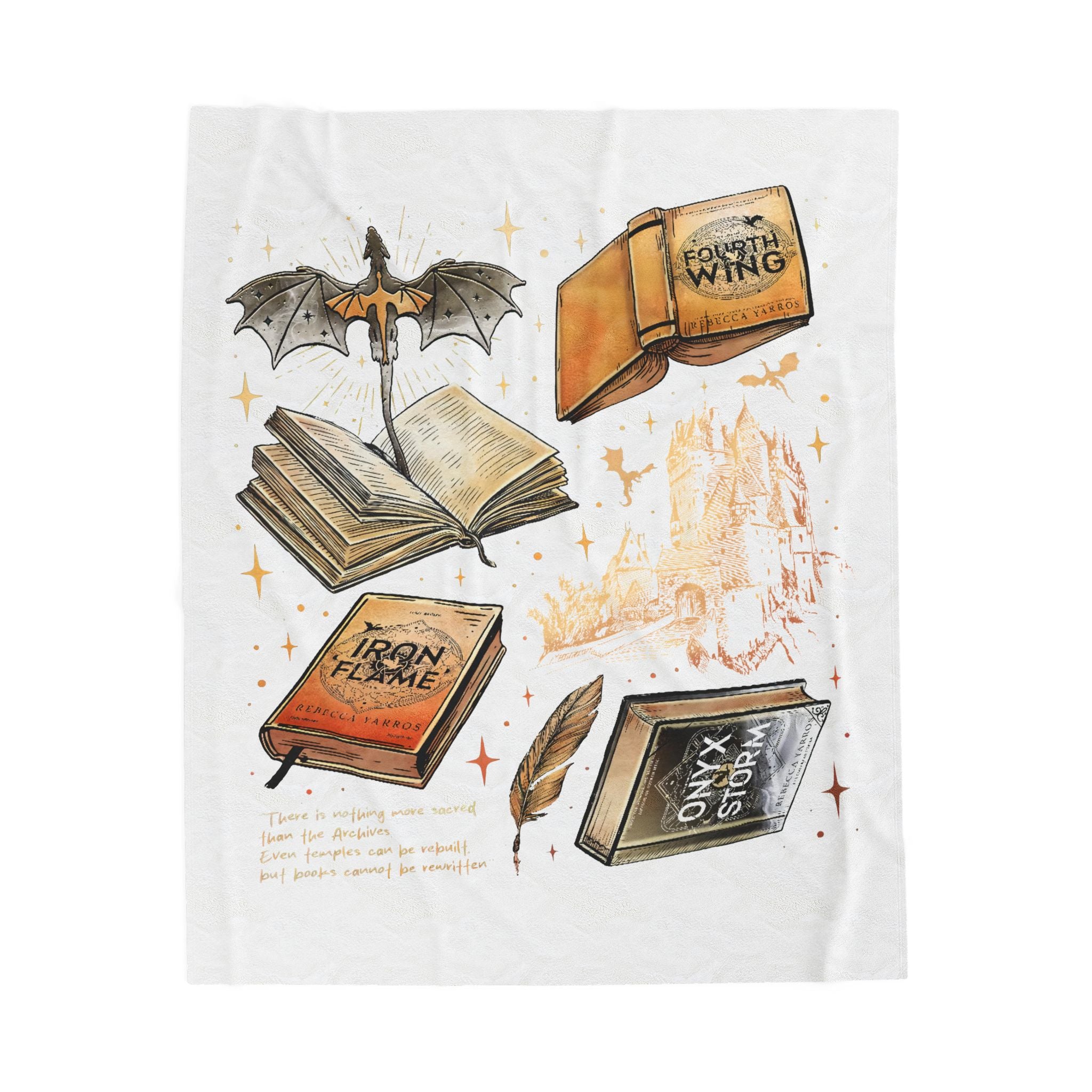 Fantasy Book Lover Plush Blanket – Magic Books & Castle Velveteen Throw
