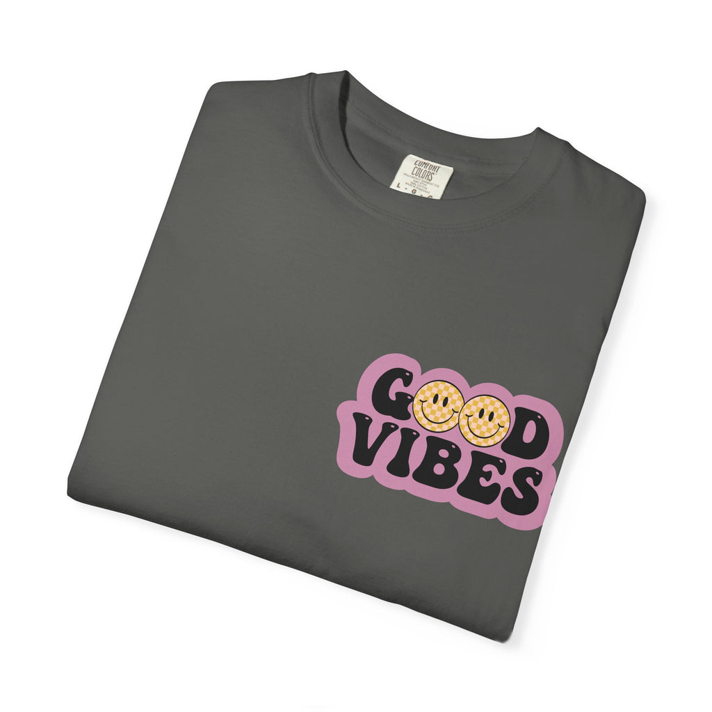 Good Vibes Retro Graphic T-Shirt — Free Spirit Smiley Desert Design
