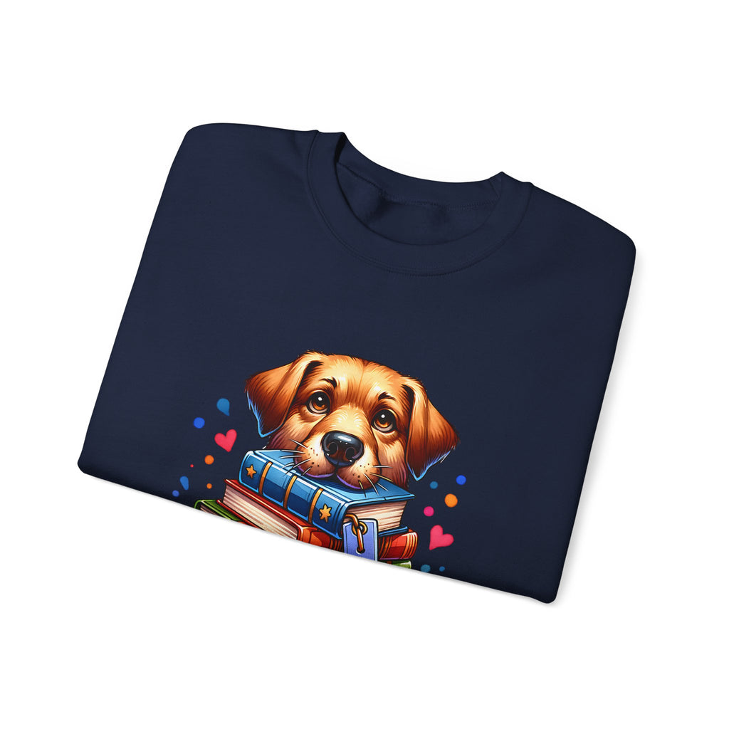 Dog Ate My Homework Sweatshirt — Cute Puppy & Books Back-to-School Crewneck