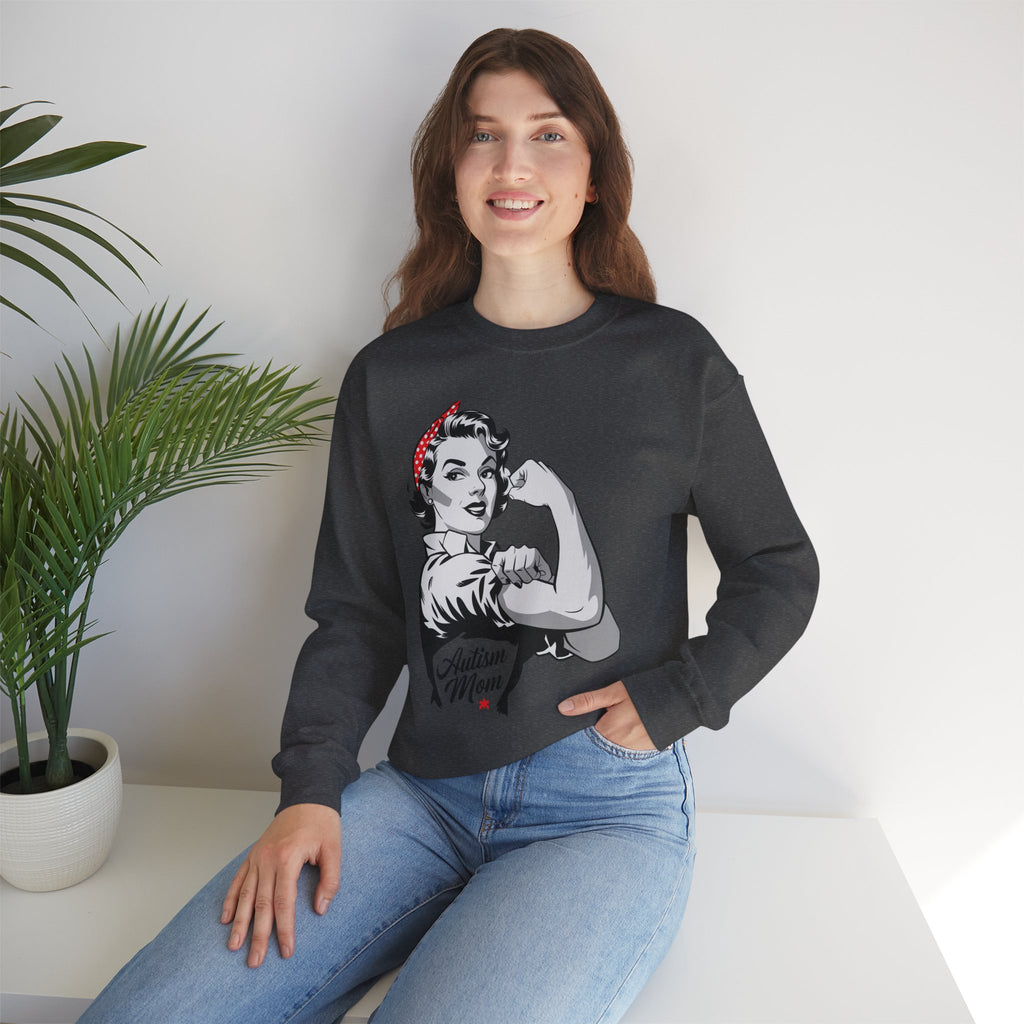 Autism Mom Crewneck Sweatshirt – Retro Rosie 'Autism Mom' Pride Pullover