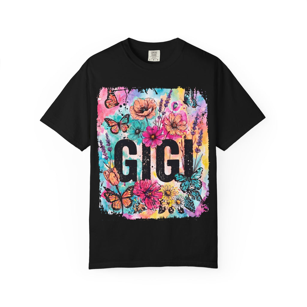 Gigi Floral Graphic T-Shirt — Colorful Butterflies & Flowers Gift Tee