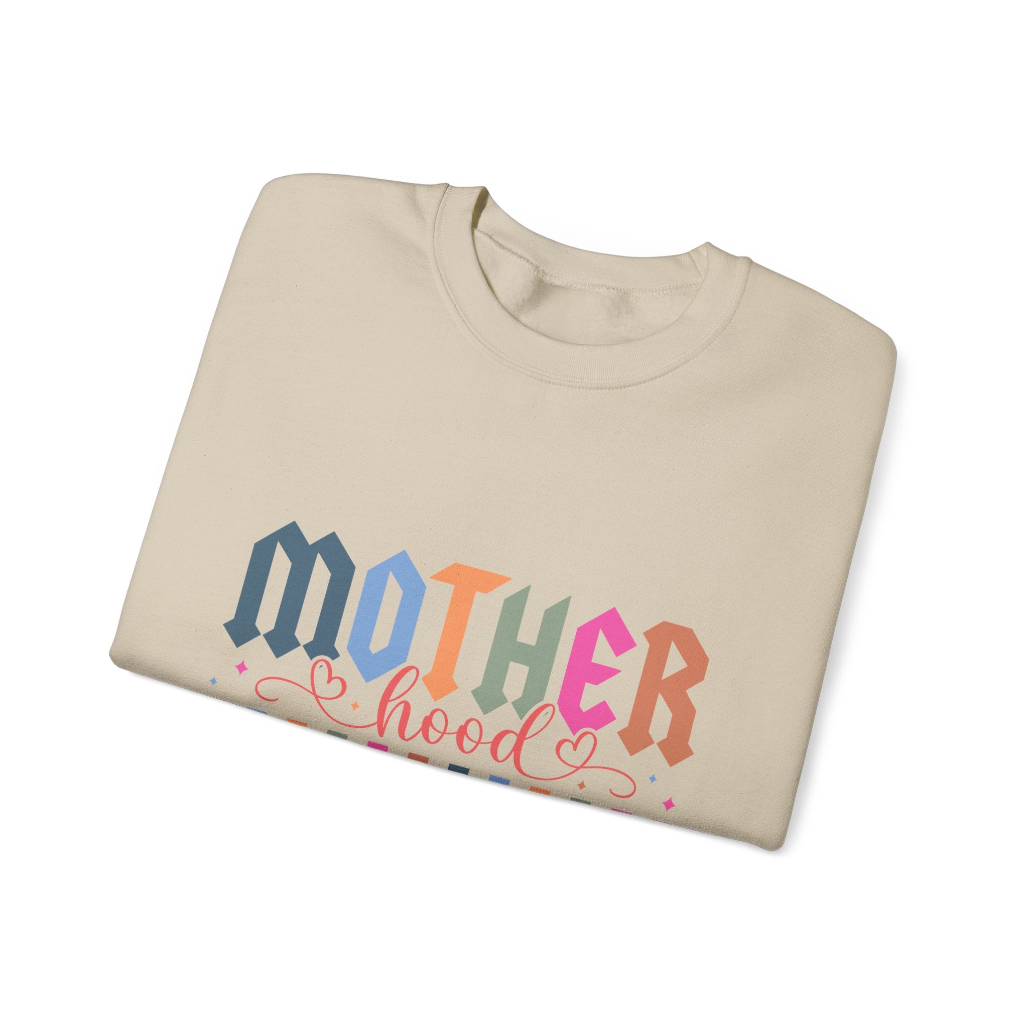 Motherhood Crewneck Sweatshirt — 'Mother Hood' Retro Colorful Mom Pullover