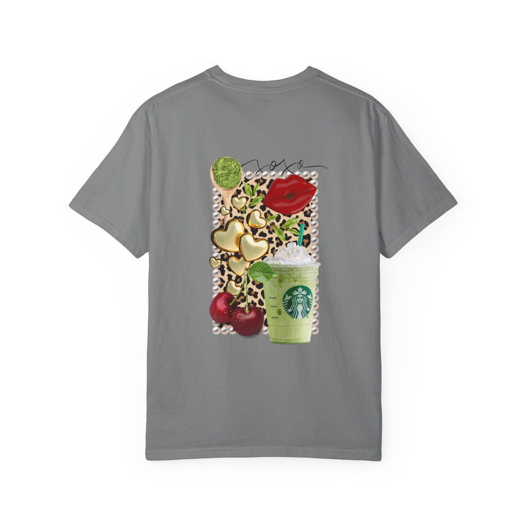 T-Shirt — "I Love You For Matcha" Graphic Tee with Leopard Heart & Matcha Cup